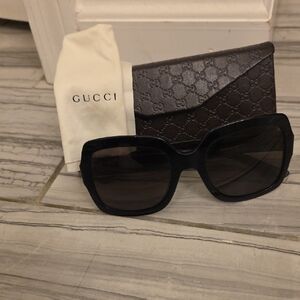 Gucci Black Square Sunglasses with Brown Case